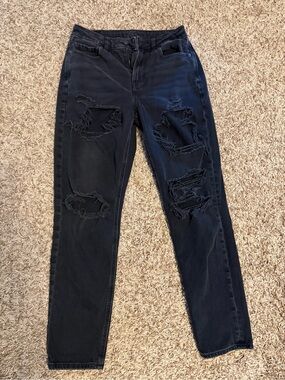 American Eagle Outfitters High-Rise Distressed Black Jeans